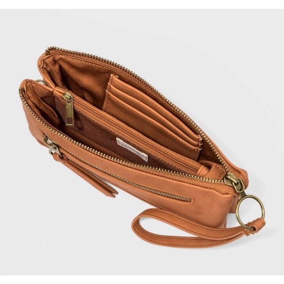 Universal Thread WALLET ON STRING Crossbody Wristlet Handbag Purse Saddle Brown - Picture 3 of 7